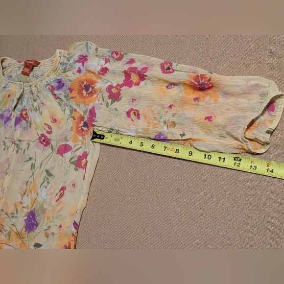 Sundance Silk Light Yellow Floral Patterned Lightweight Blouse - Picture 12 of 12